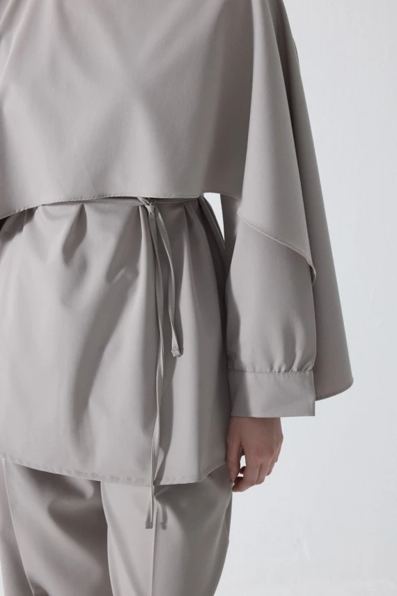 Stone Drape Neck Design Blouse - 4
