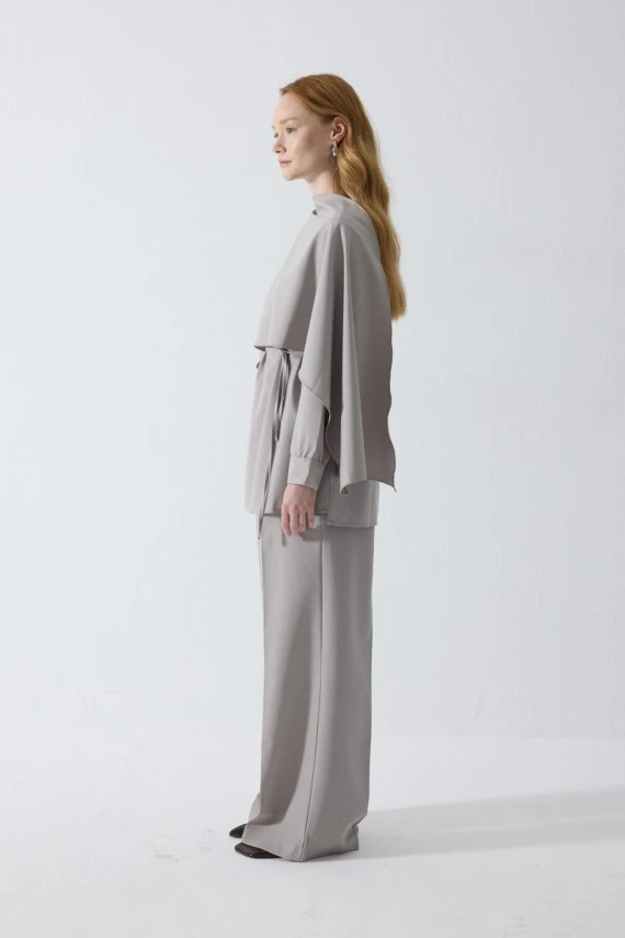 Stone Drape Neck Design Blouse - 6