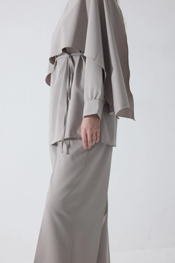 Stone Drape Neck Design Blouse - 7