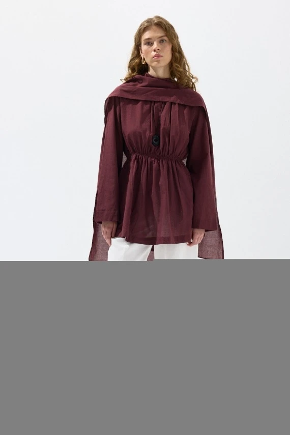 Bordo Seyyar Şallı Vual Tunik - 2
