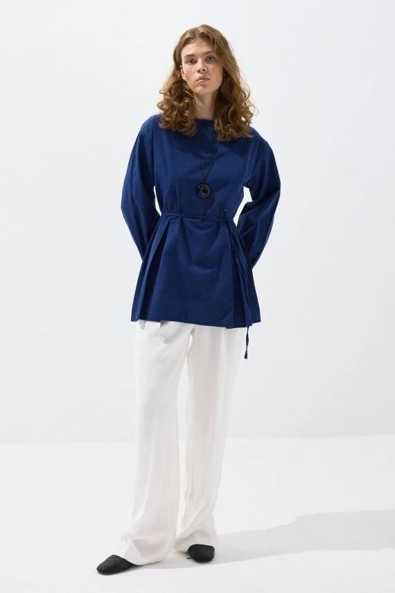 Navy Pleated Basic Tunic - 2