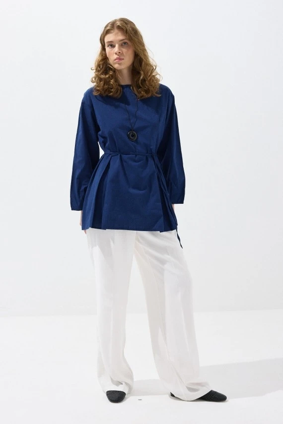 Navy Pleated Basic Tunic - 4