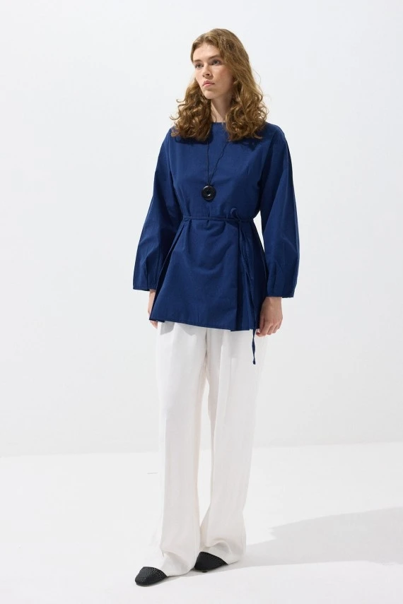 Navy Pleated Basic Tunic - 6