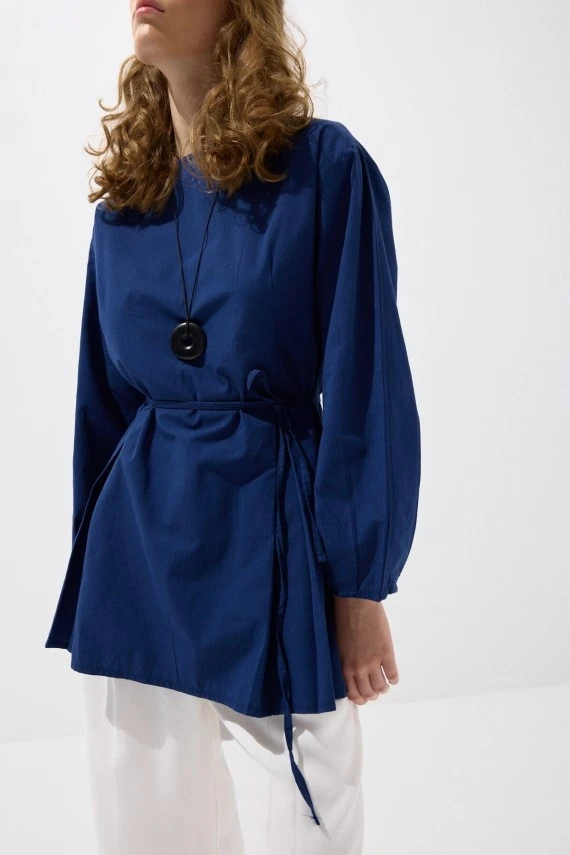 Navy Pleated Basic Tunic - 5