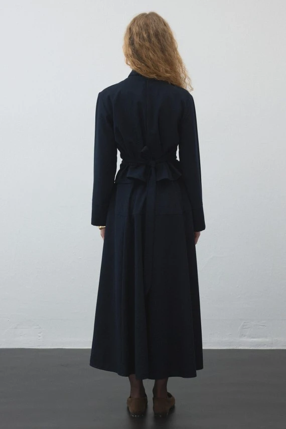 Navy Blue Belted Wrap Shirt - 8
