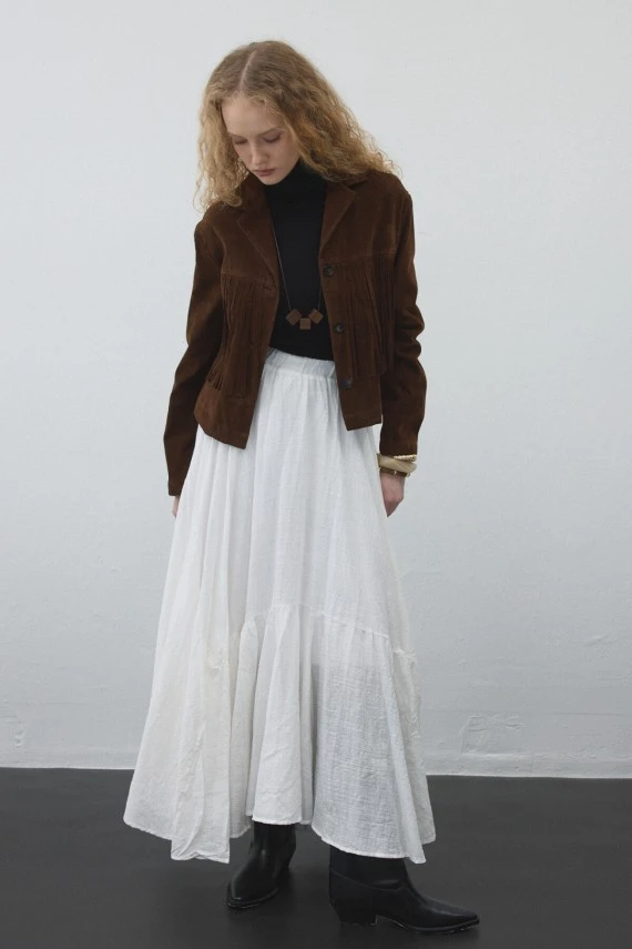 Brown Fringed Suede Jacket - 2