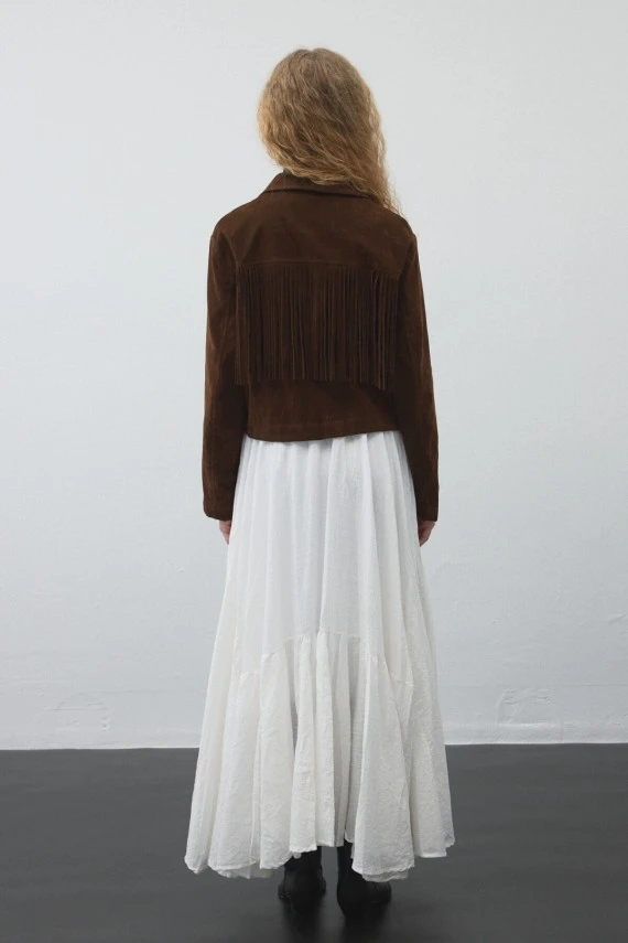 Brown Fringed Suede Jacket - 6