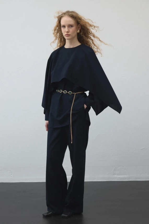Navy Blue Cape Tunic - 1