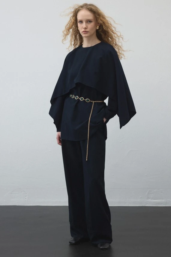 Navy Blue Cape Tunic - 3