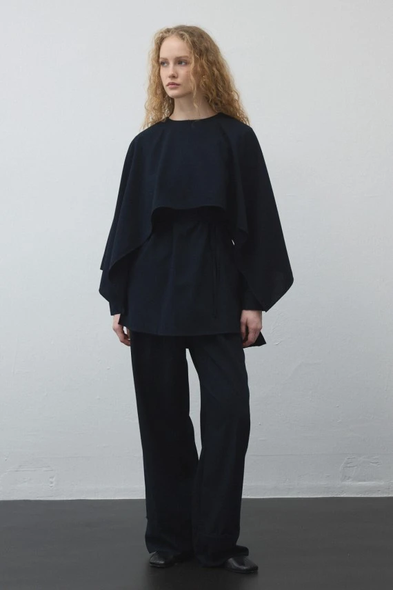 Navy Blue Cape Tunic - 5