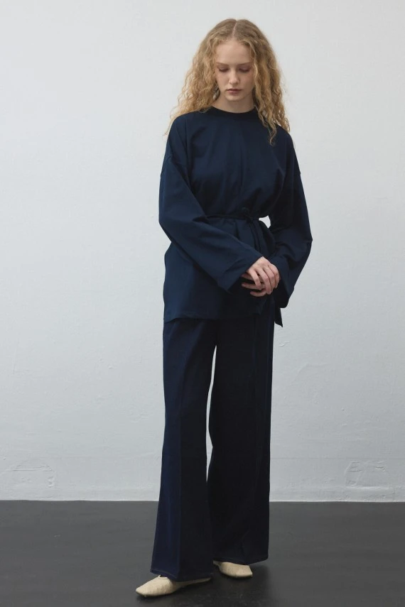 Lacivert Yırtmaçlı Oversize Sweatshirt - 3