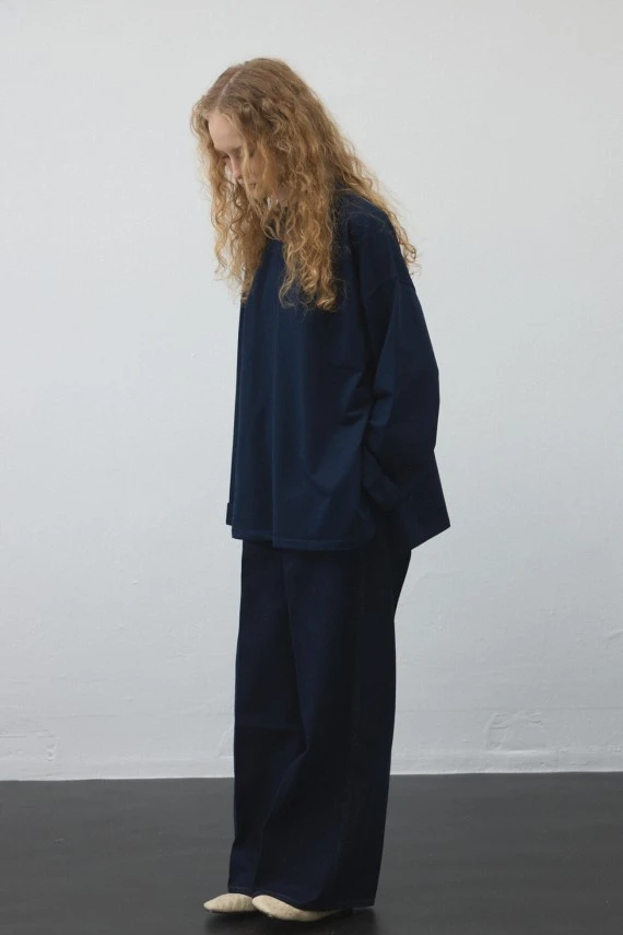 Lacivert Yırtmaçlı Oversize Sweatshirt - 7