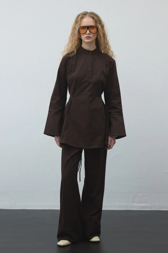 Acı Kahve Volanlı Gabardin Tunik - 3