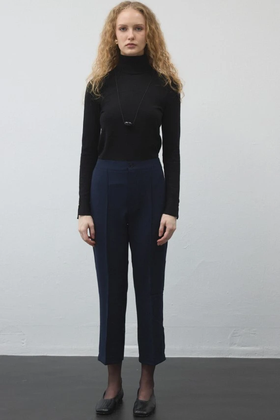 Navy Blue High Rise Flare Pant - 1