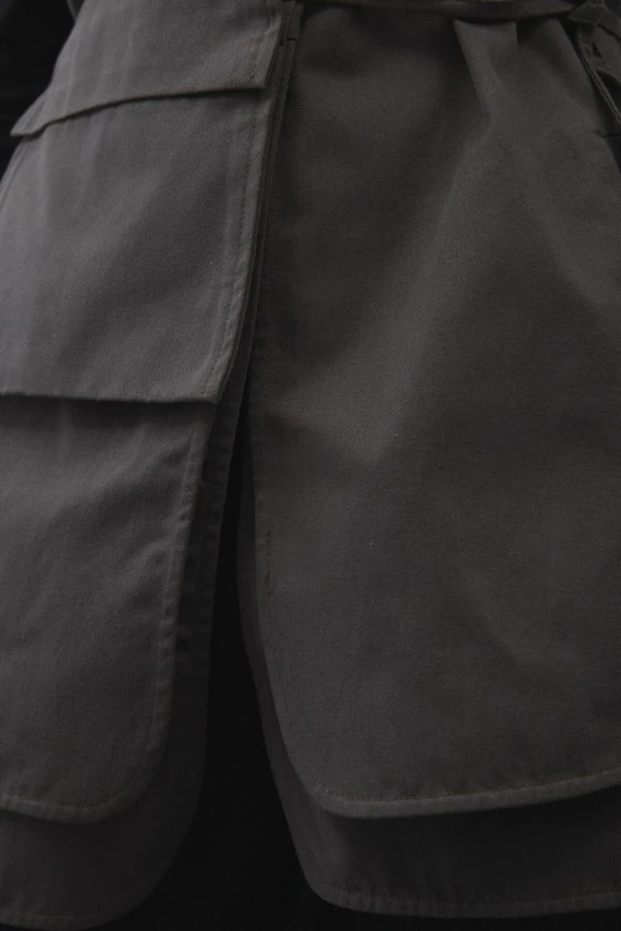 Khaki Gabardine Pocketed Belted Vest - 6