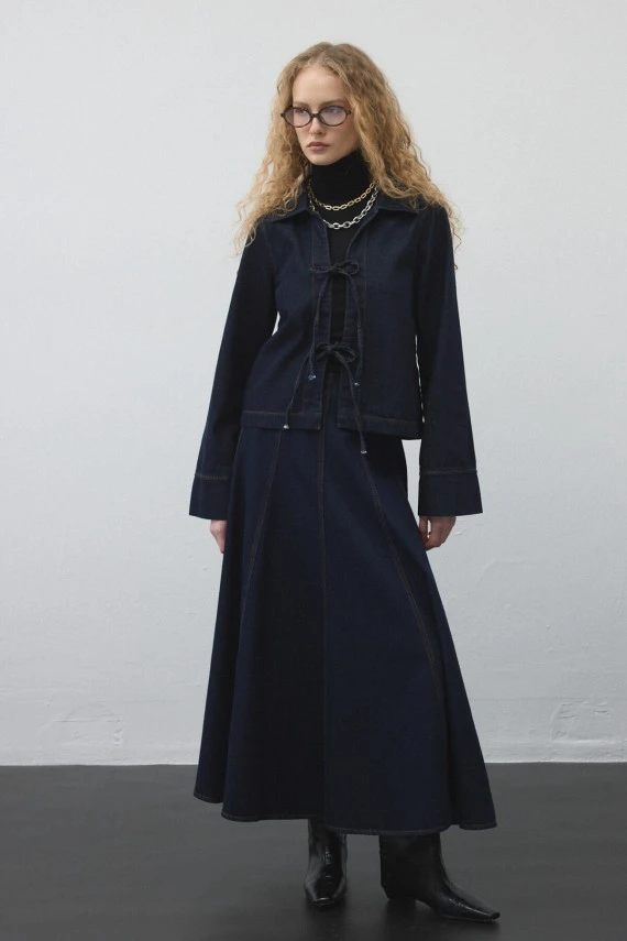 Panelled Denim Skirt - 2