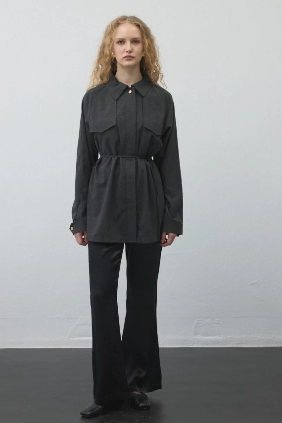 Charcoal Oversized Shirt - 3