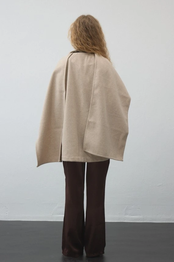 Bej Atkılı Kaşe Ceket - 7