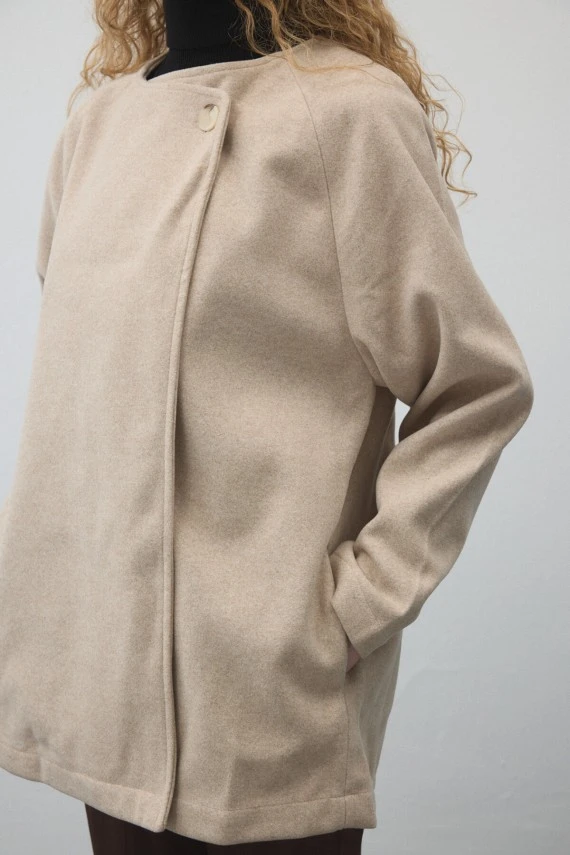 Bej Atkılı Kaşe Ceket - 6