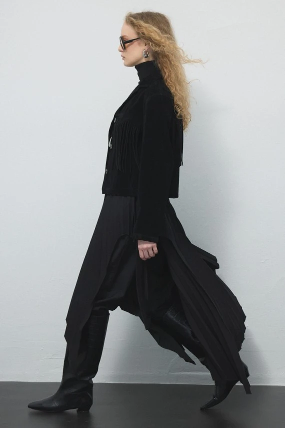 Pleated Asymmetrical Skirt - 2