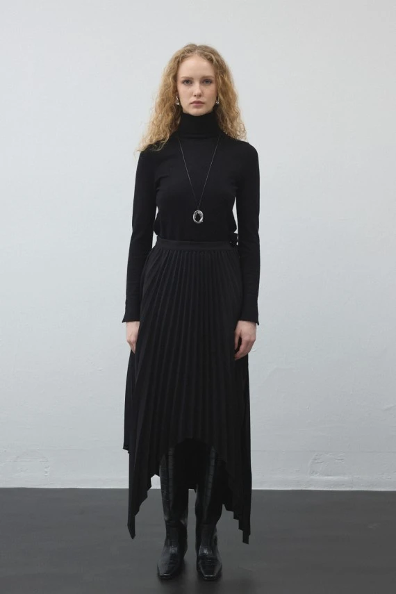 Pleated Asymmetrical Skirt - 8