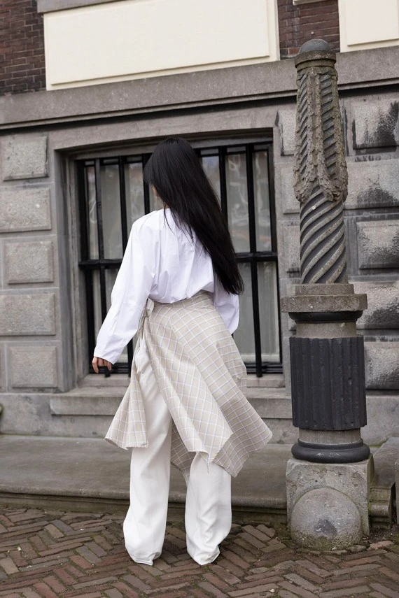 Bej Ekose Bağlamalı Etek - 6