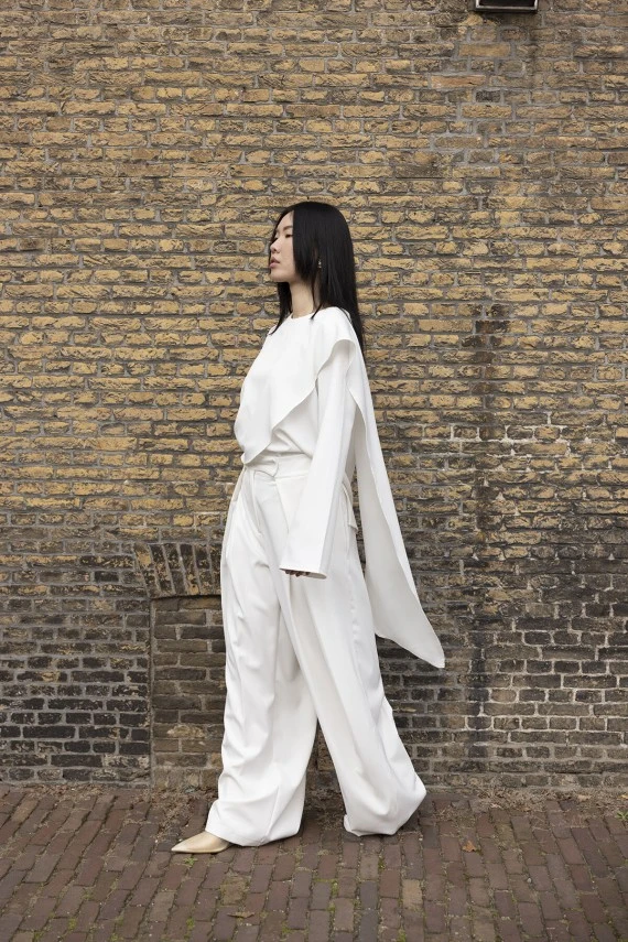 Ekru Drapeli Pelerin Bluz - 4