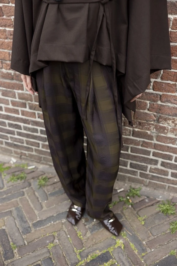 Checked Balloon Trousers - 2