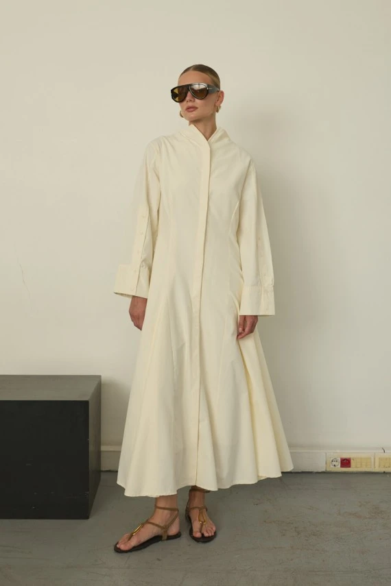 Vanilya Seyyar Şal Aksesuarlı Elbise - 8