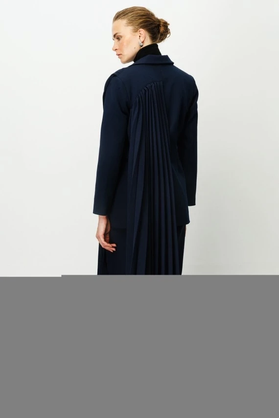 Lacivert Pilise Detaylı Blazer - 6