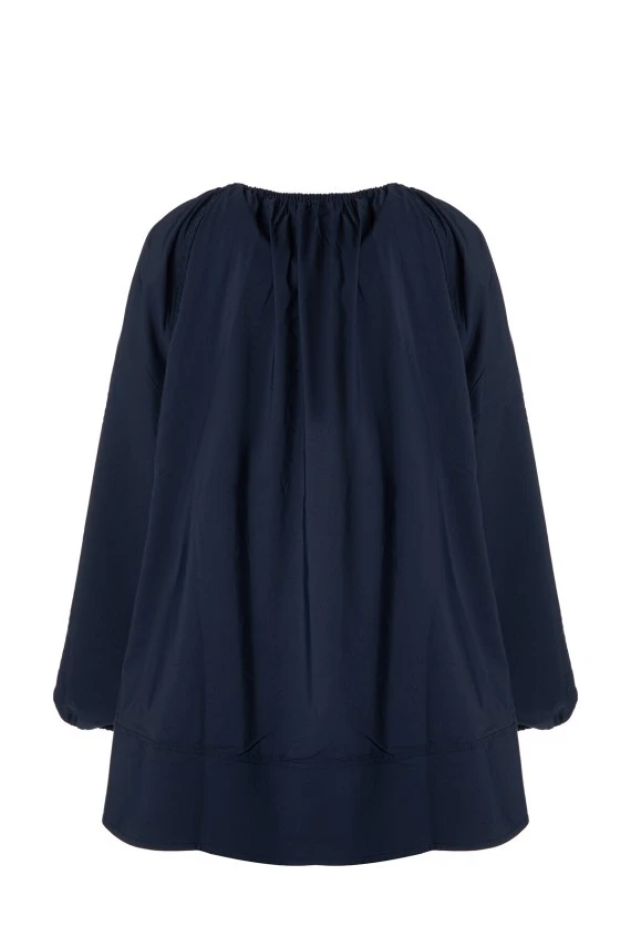 Lacivert Volanlı Poplin Bluz - 7