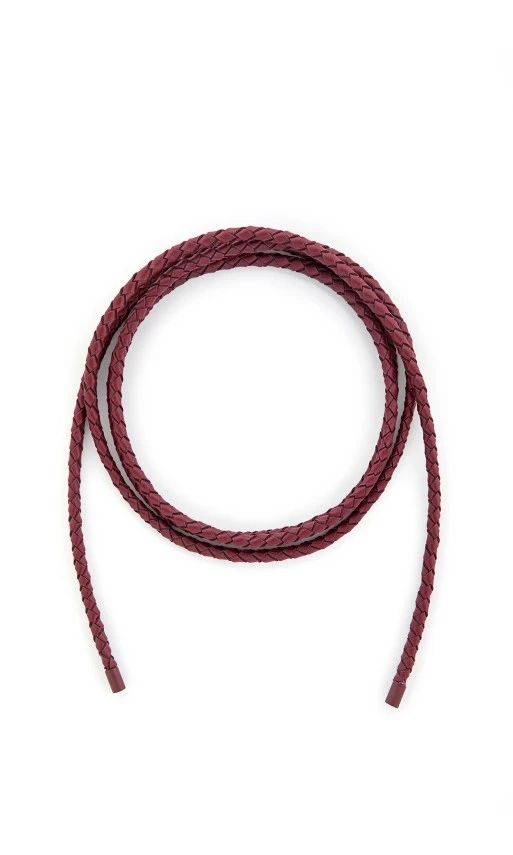Burgundy Braided Faux Leather Belt - 1
