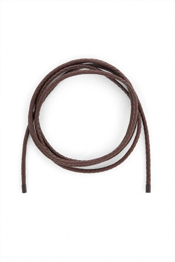 Brown Braided Faux Leather Belt - 1