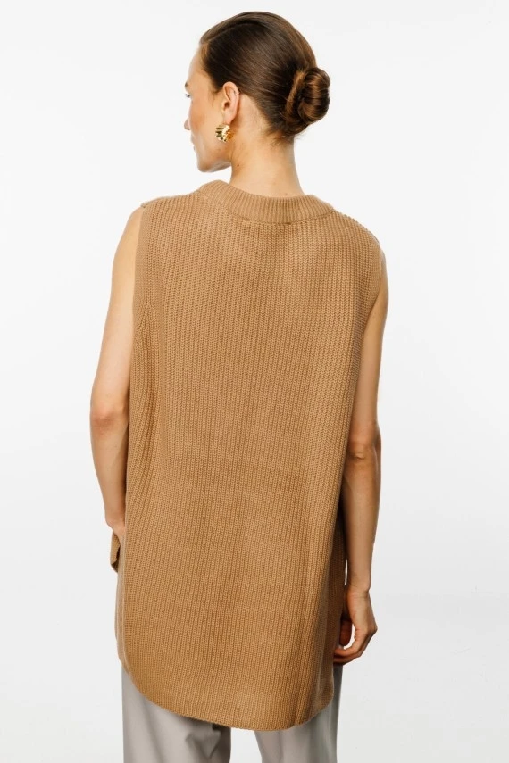 Camel High-Neck Oversized Sweater - 4