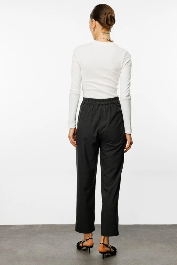 Charcoal Carrot Cut Pants with Pockets - 6