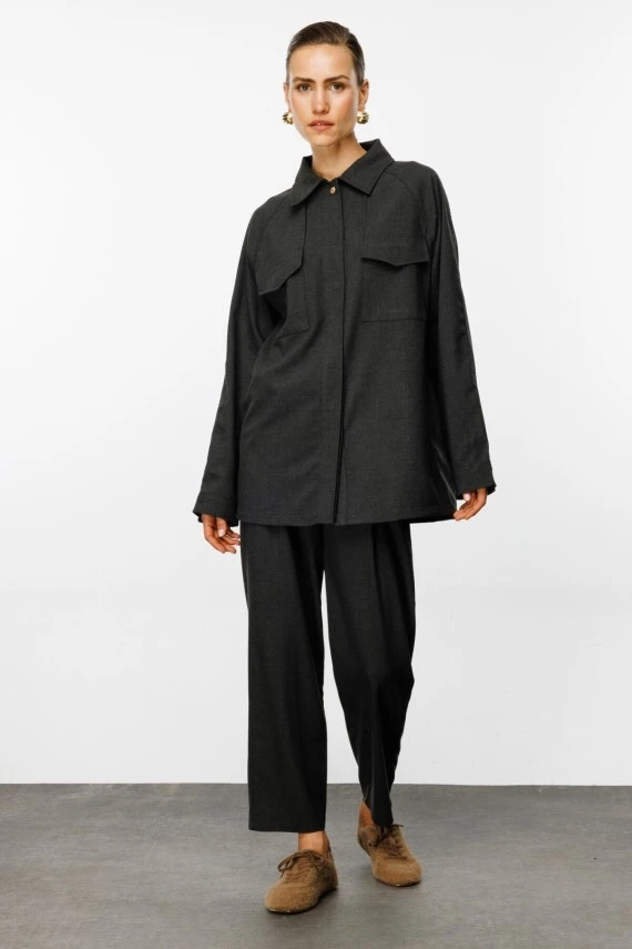 Charcoal Oversized Shirt - 5