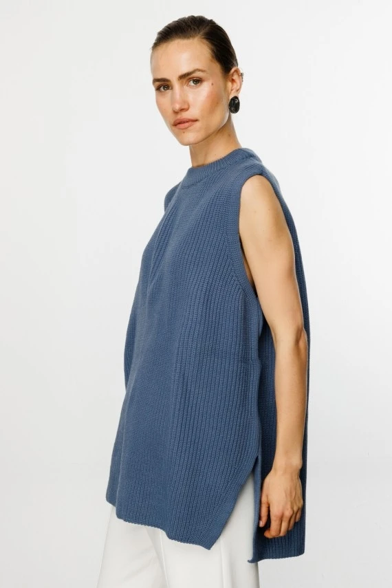 Indigo High-Neck Oversized Sweater - 3