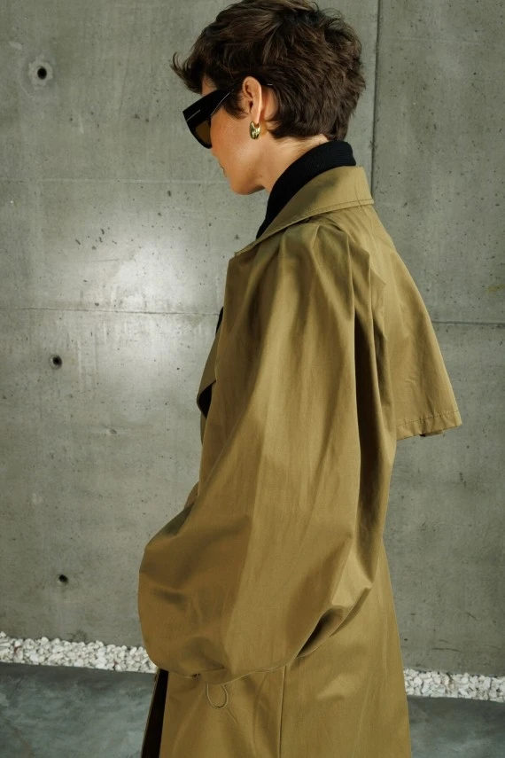 Khaki Limited Balloon Sleeve Trench Coat - 7