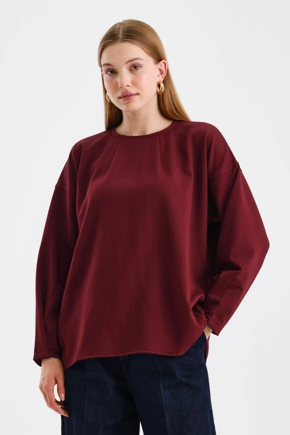 Maroon Sweatshirt with Stitch Detail on the Sleeves - 4