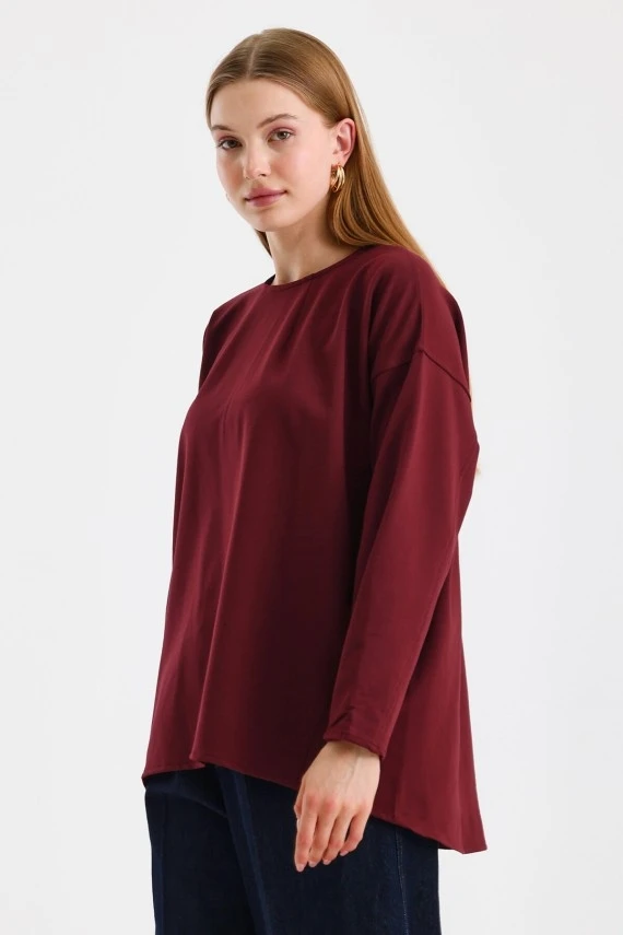 Maroon Sweatshirt with Stitch Detail on the Sleeves - 5