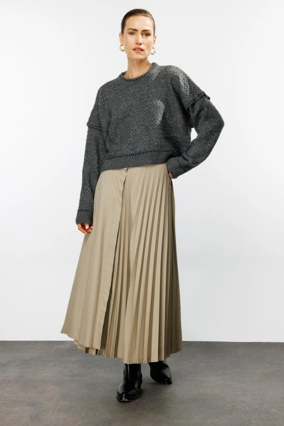 Mink Pleated Detail Skirt - 2