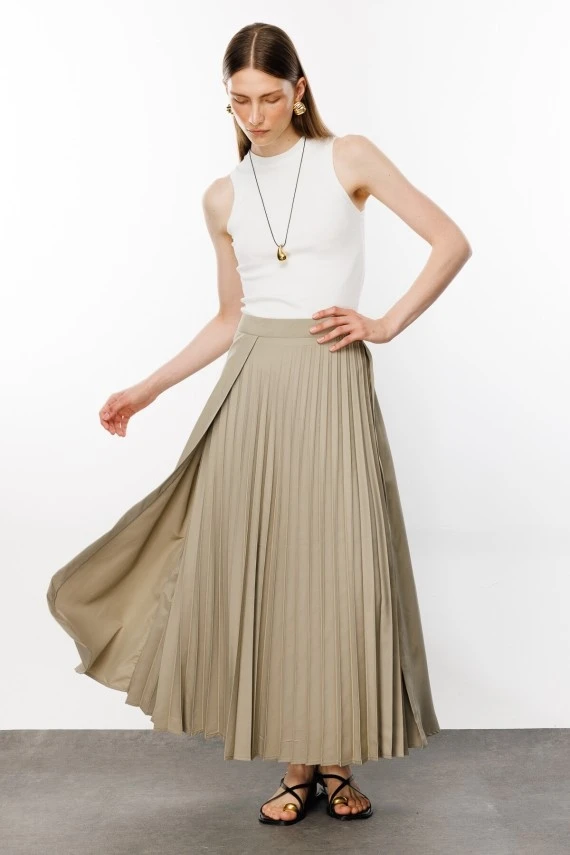 Mink Pleated Detail Skirt - 5