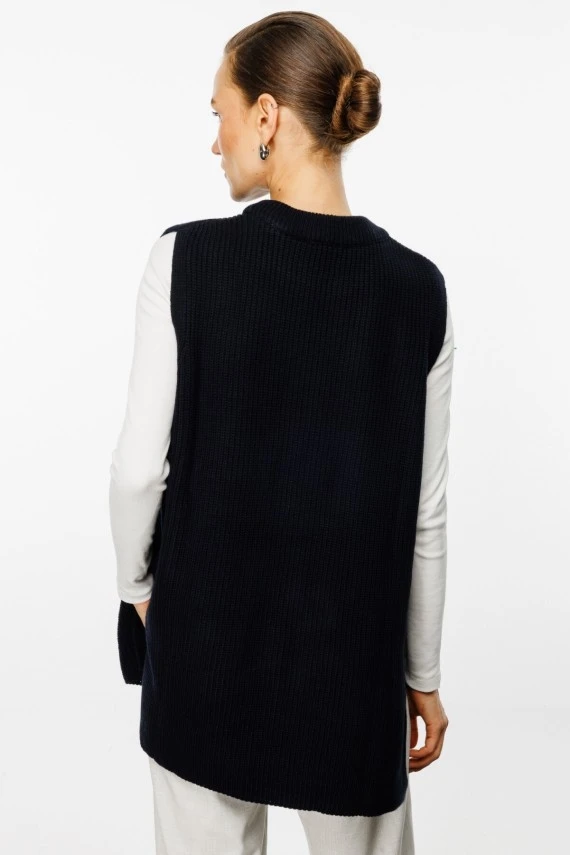 Navy High-Neck Oversized Sweater - 4