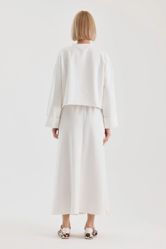 Off-White Double-Sleeve Detailed Skirted Basic Set - 7