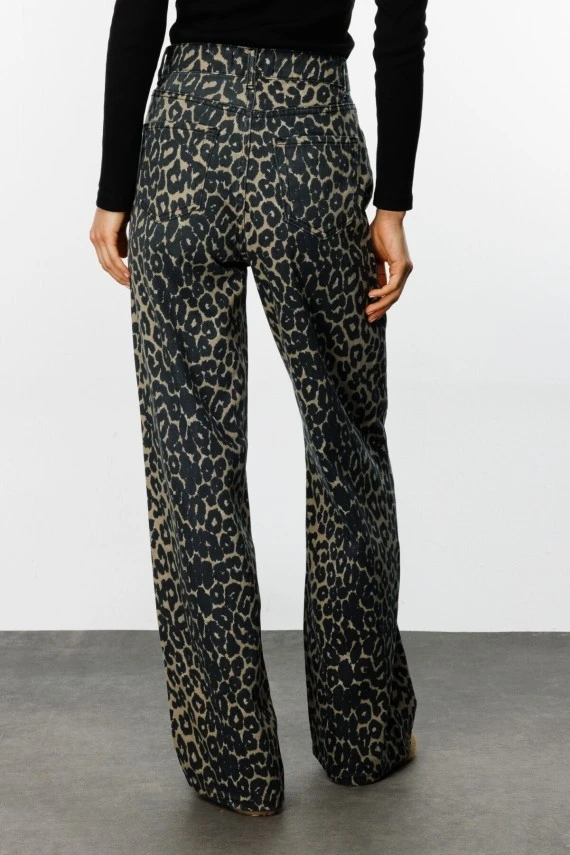 Patterned wide-leg gabardine trousers - 4