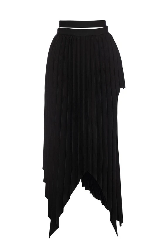 Pleated Asymmetrical Skirt - 3